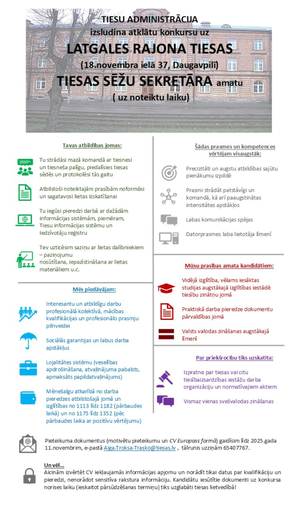 Attēlā redzamas prasības pretendentiem
