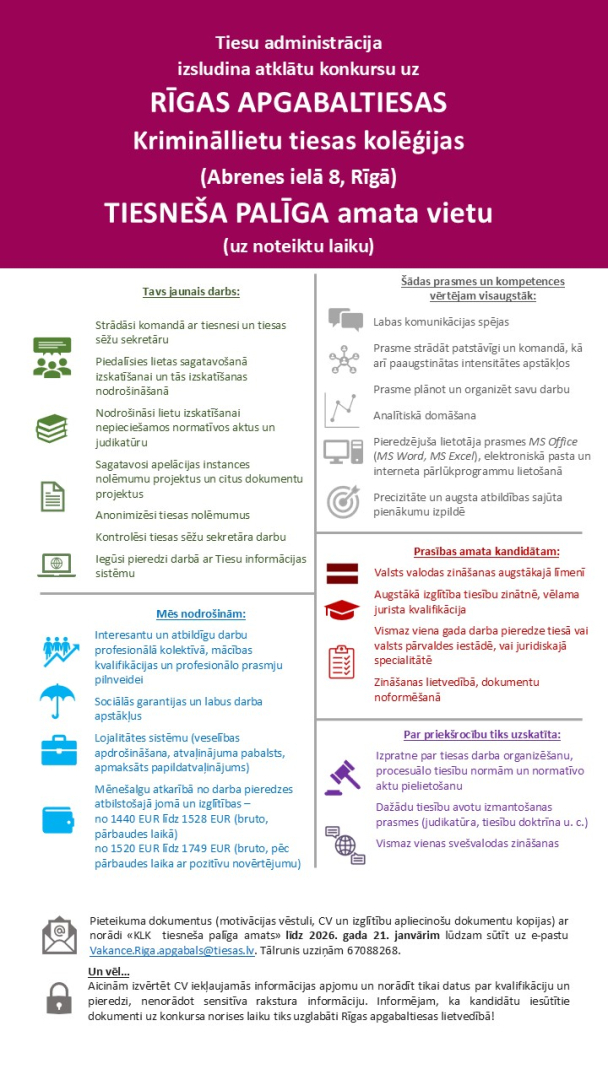 Attēlā redzamas prasības pretendentiem