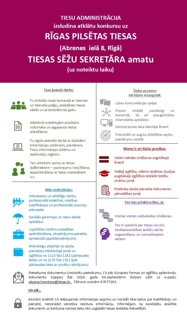 Attēlā redzamas prasības pretendentiem