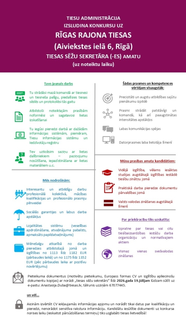 Attēlā redzamas prasības pretendentiem