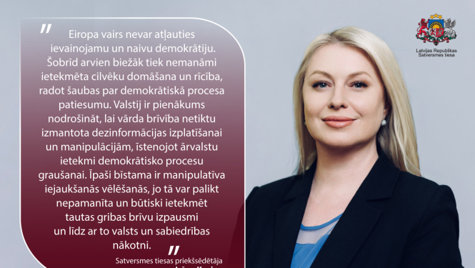 Attēlā: Satversmes tiesas priekšsēdētāja Irēna Kucina 