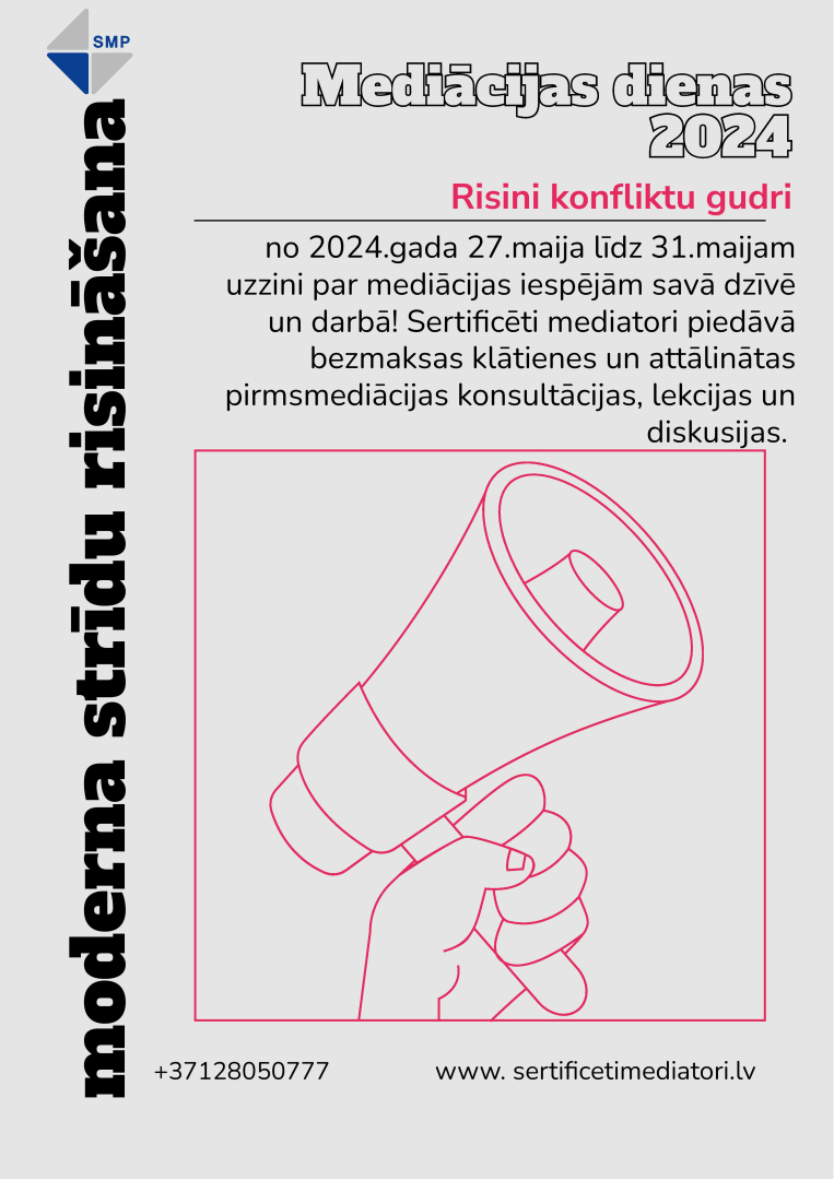 Attēlā ir informācija par mediācijas dienu 2024. gadā