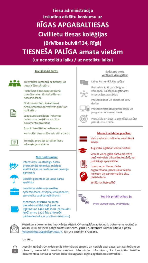 Attēlā redzamas prasības pretendentiem