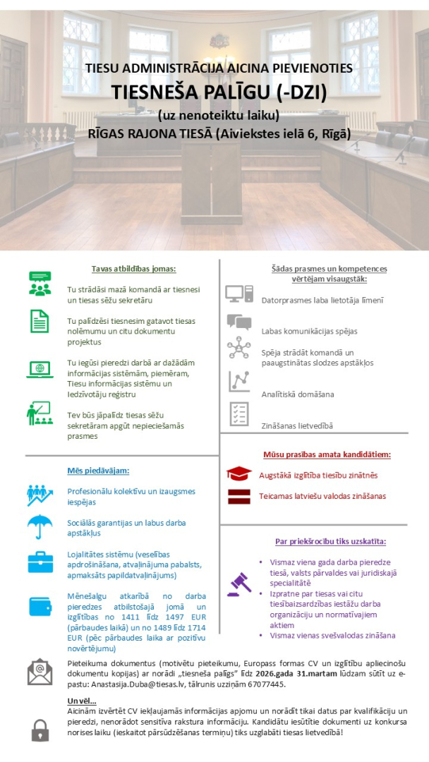 Attēlā redzamas prasības pretendentiem