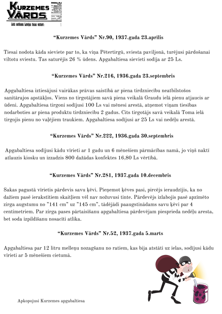 Attēlā attēloti "Kurzemes vārds" raksti pirms 80 gadiem