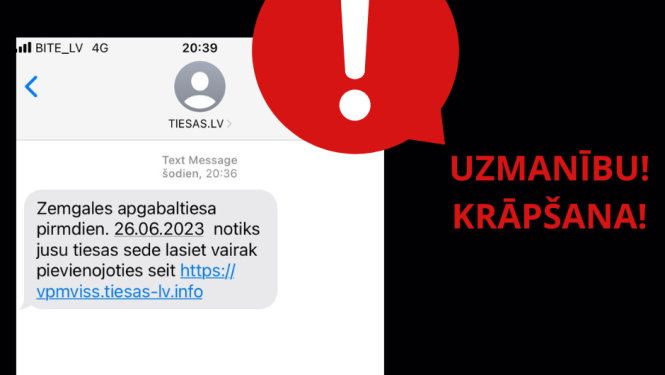 Bridinajums par krāpšanas sms