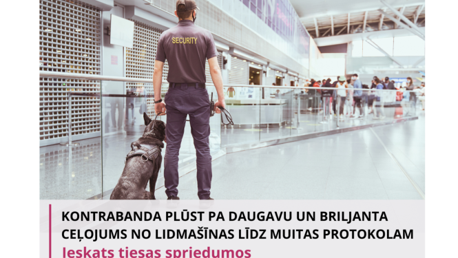 Attēlā muitas darbinieks ar suni
