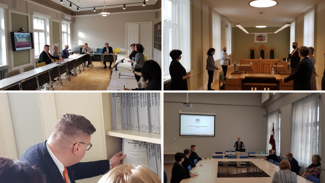 Attēlā attēlota Rīgas apgabaltiesas tiesnešu pieredzes apmaiņa ar Igaunijas tiesnešiem