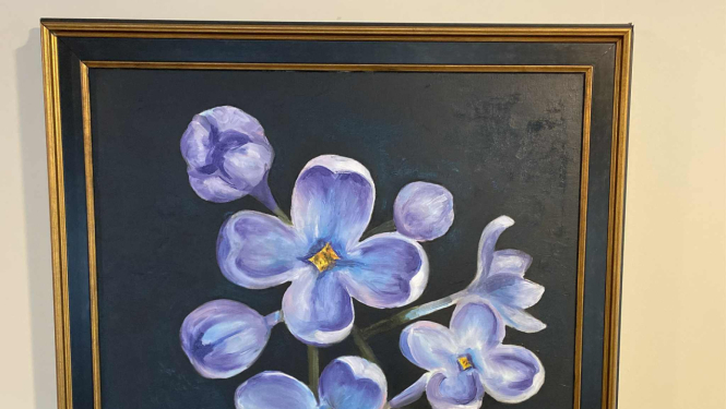 Glezna, kurā redzami ceriņi