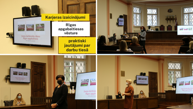 Attēlā redzama pirmā Jauno darbinieku diena Rīgas apgabaltiesā