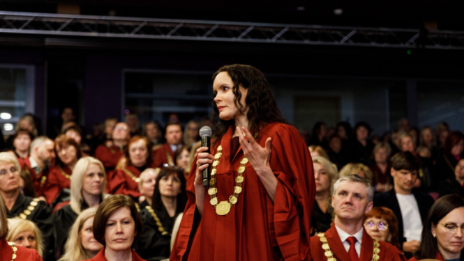 Attēlā redzami tiesneši konferences laikā