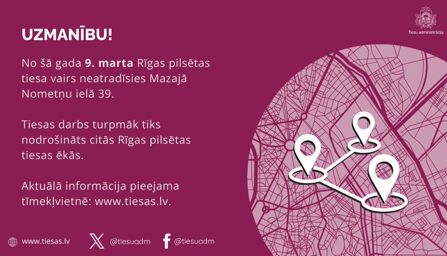 Attēlā redzams vizuāls attainojums Rīgas pilsētas tiesas pārcelšananu uz citām ēkām