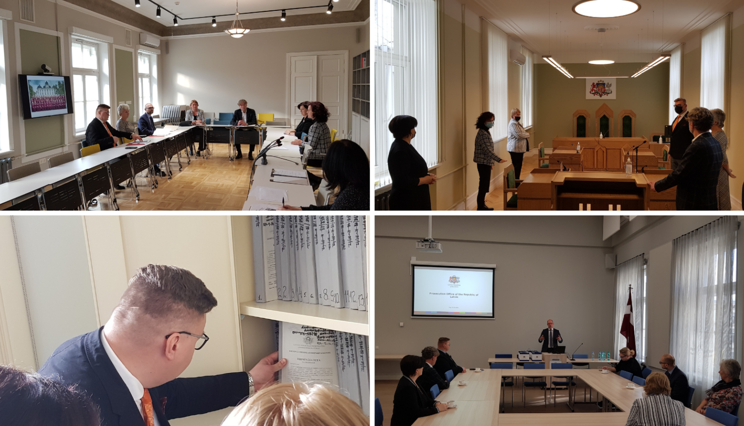 Attēlā attēlota Rīgas apgabaltiesas tiesnešu pieredzes apmaiņa ar Igaunijas tiesnešiem