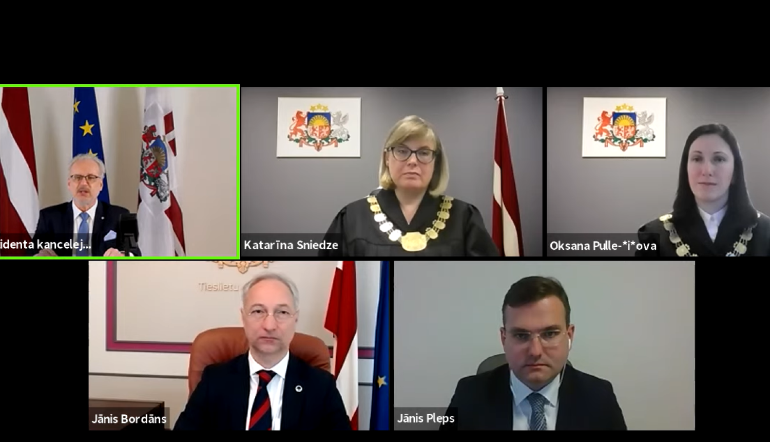Tiešsaistes ceremonijā tiesneša zvērestu Valsts prezidentam nodevušas divas Ekonomisko lietu tiesas tiesneses