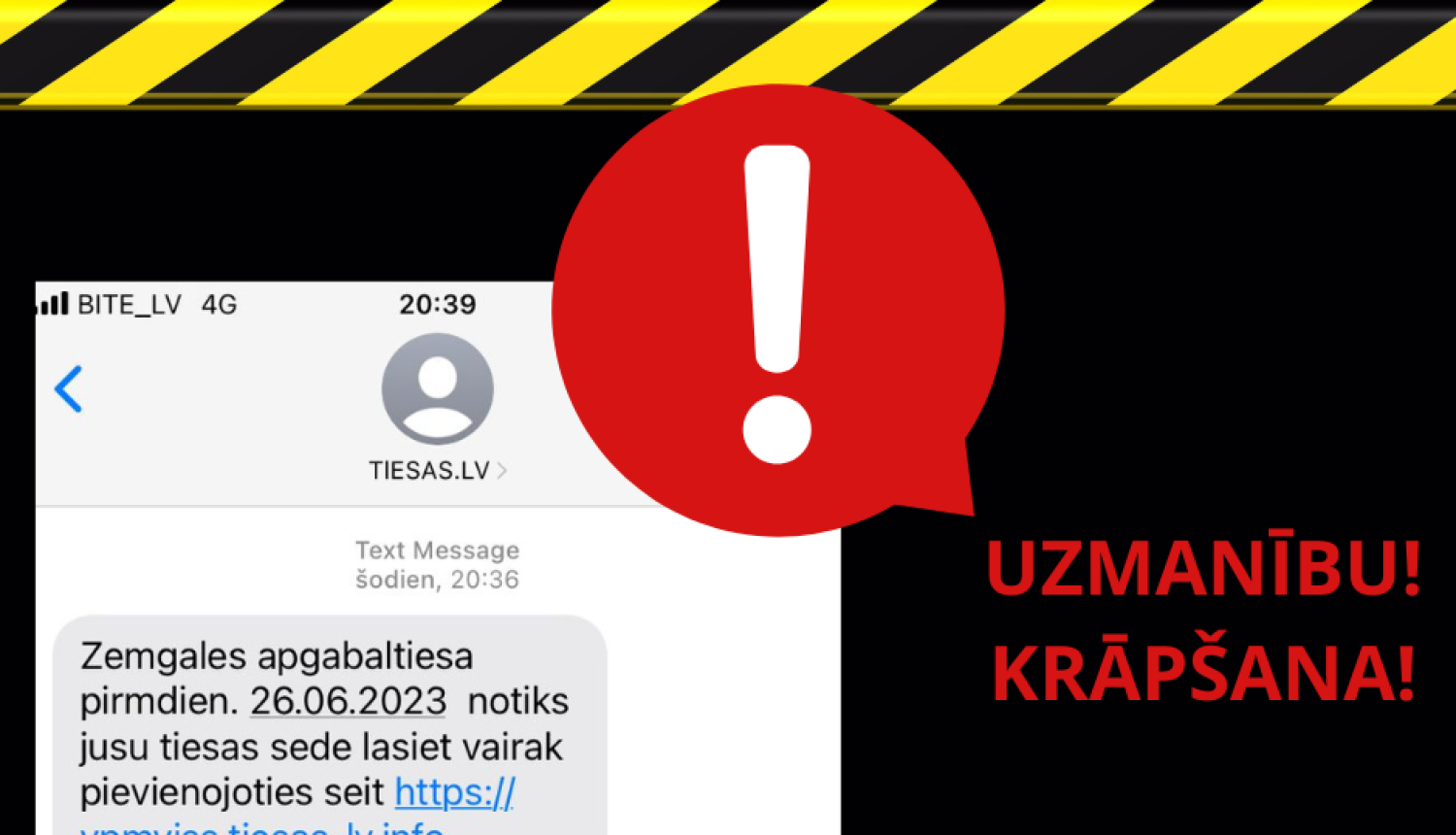 Bridinajums par krāpšanas sms