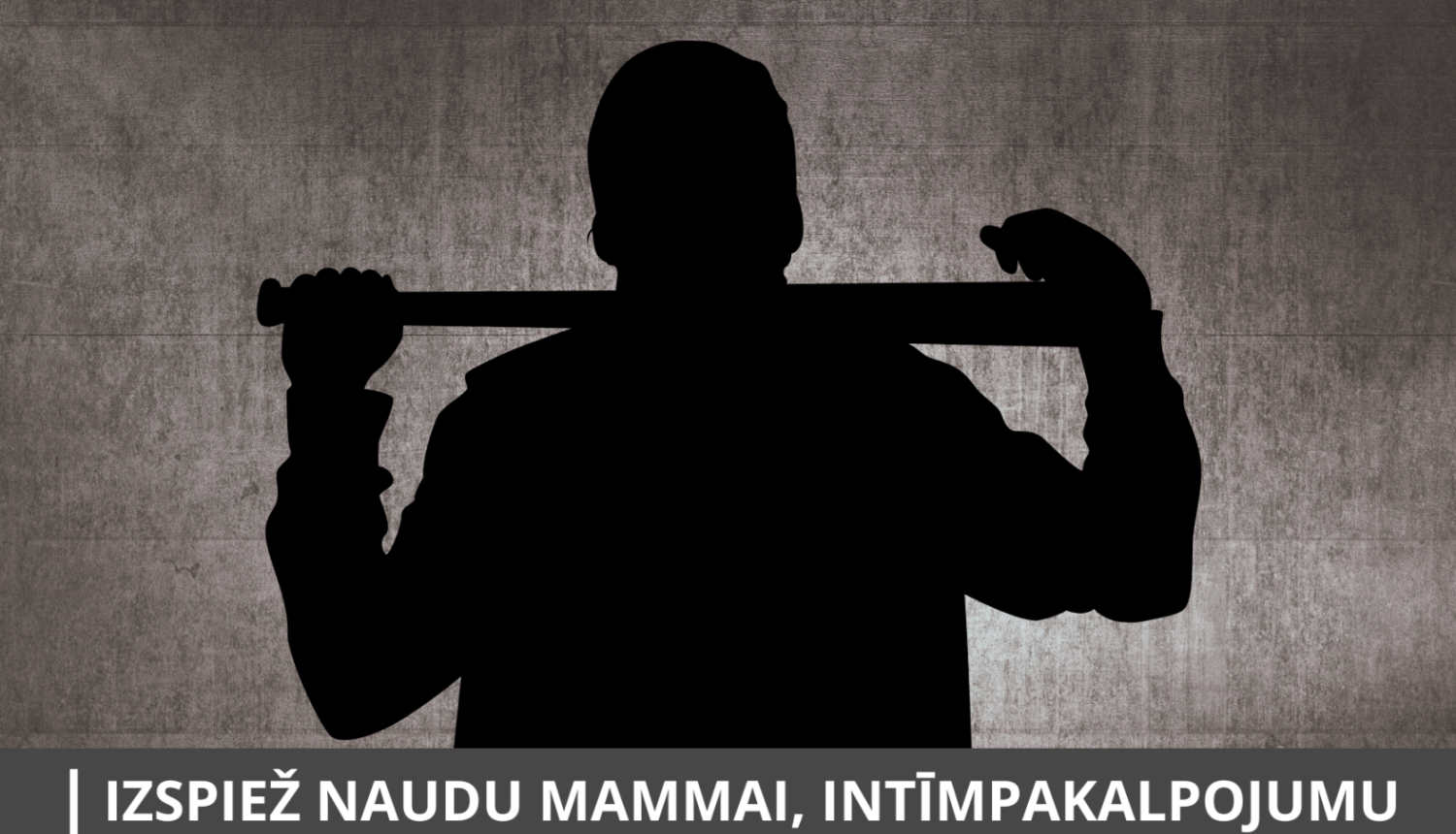 Attēlām ir informatīvs rakstus - redzama cilvēka ēna ar beisbola nūju rokās