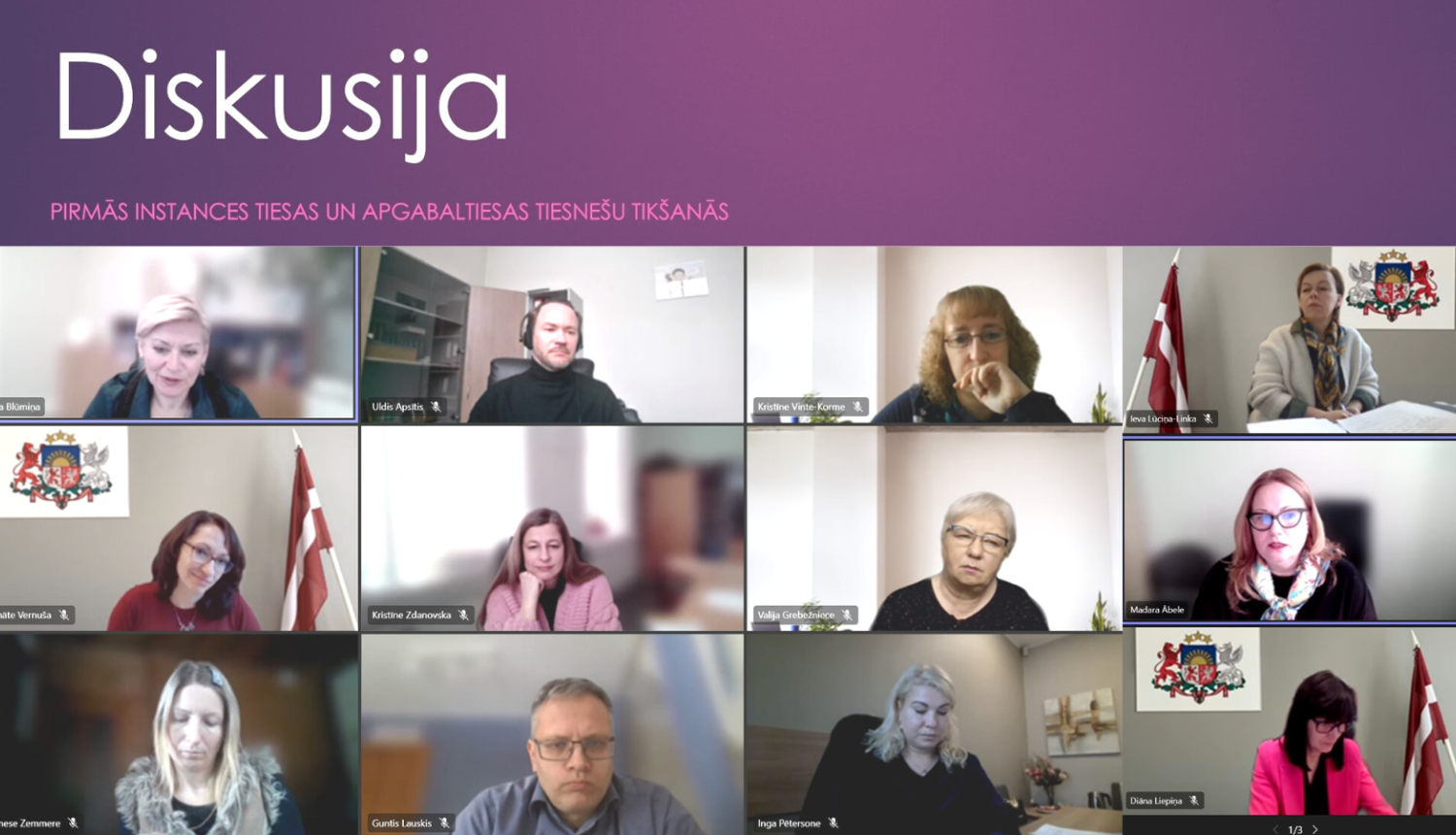 Attēlā attēlota attālinātās saslēgšanās sapulces kopattēls