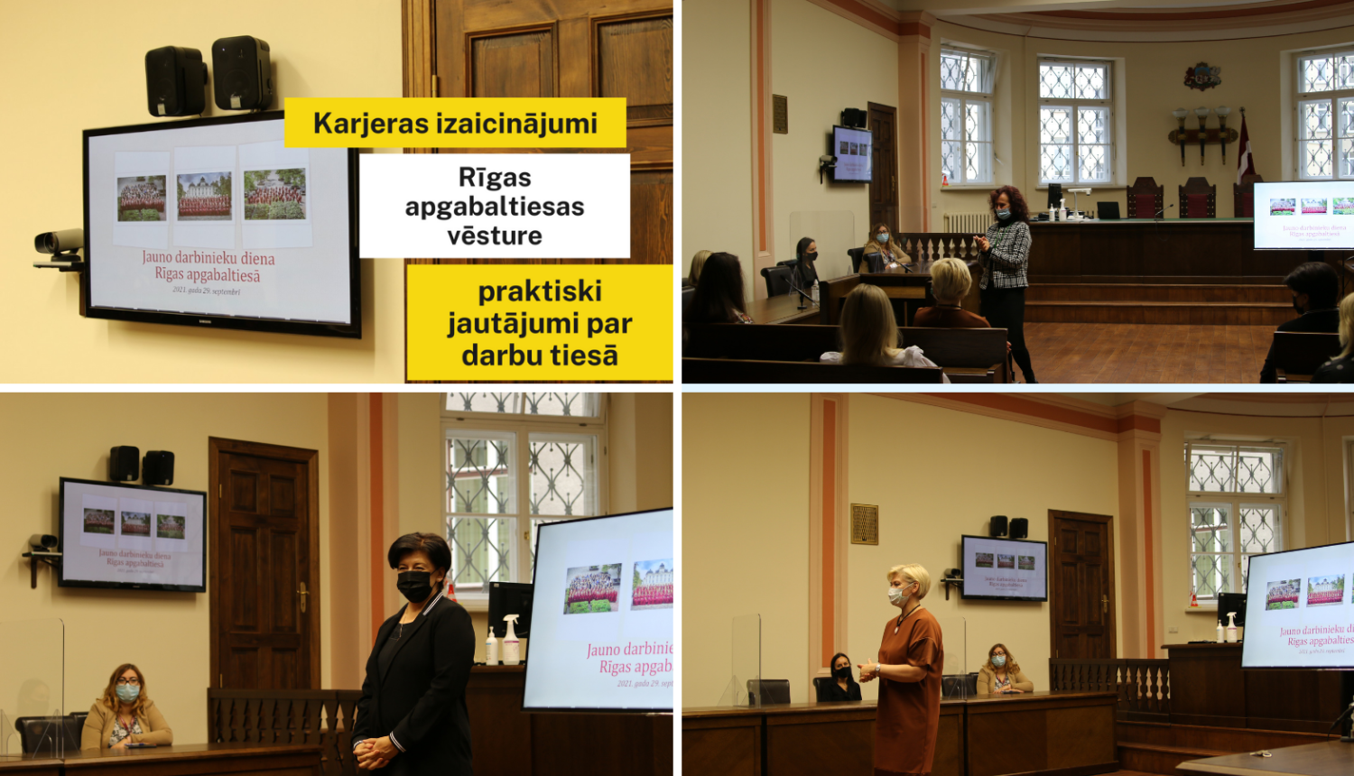 Attēlā redzama pirmā Jauno darbinieku diena Rīgas apgabaltiesā