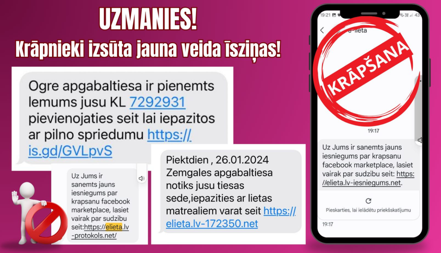 Attēlā brīdinājums par krāpniekiem